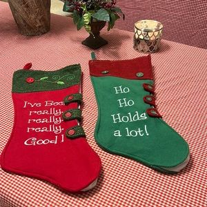 Christmas stockings - set of 2 (red and green) - NWOT